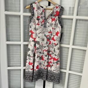 Adore Red and Black Floral Midi Dress